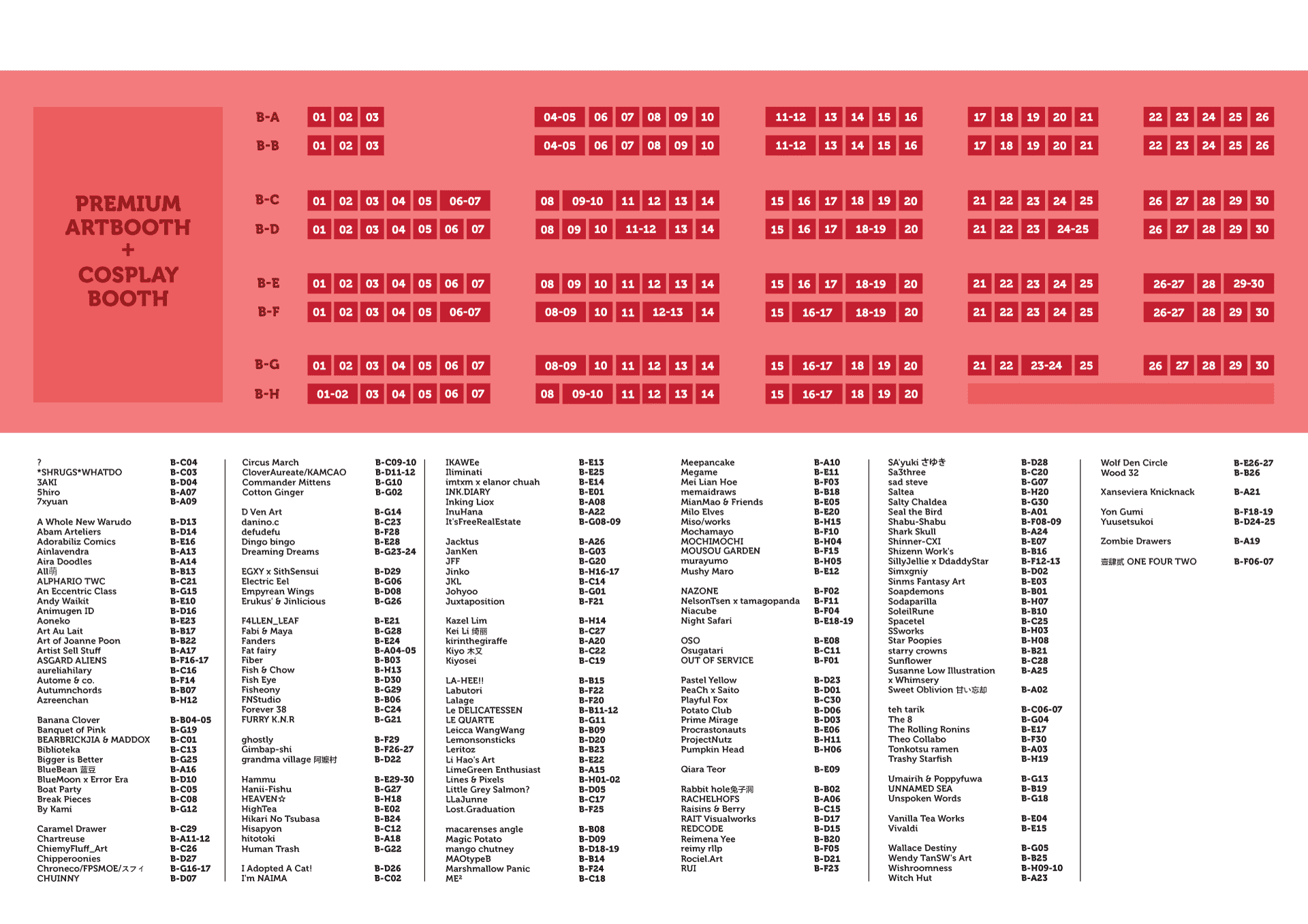 Comic Fiesta 2019 Artist Alley map