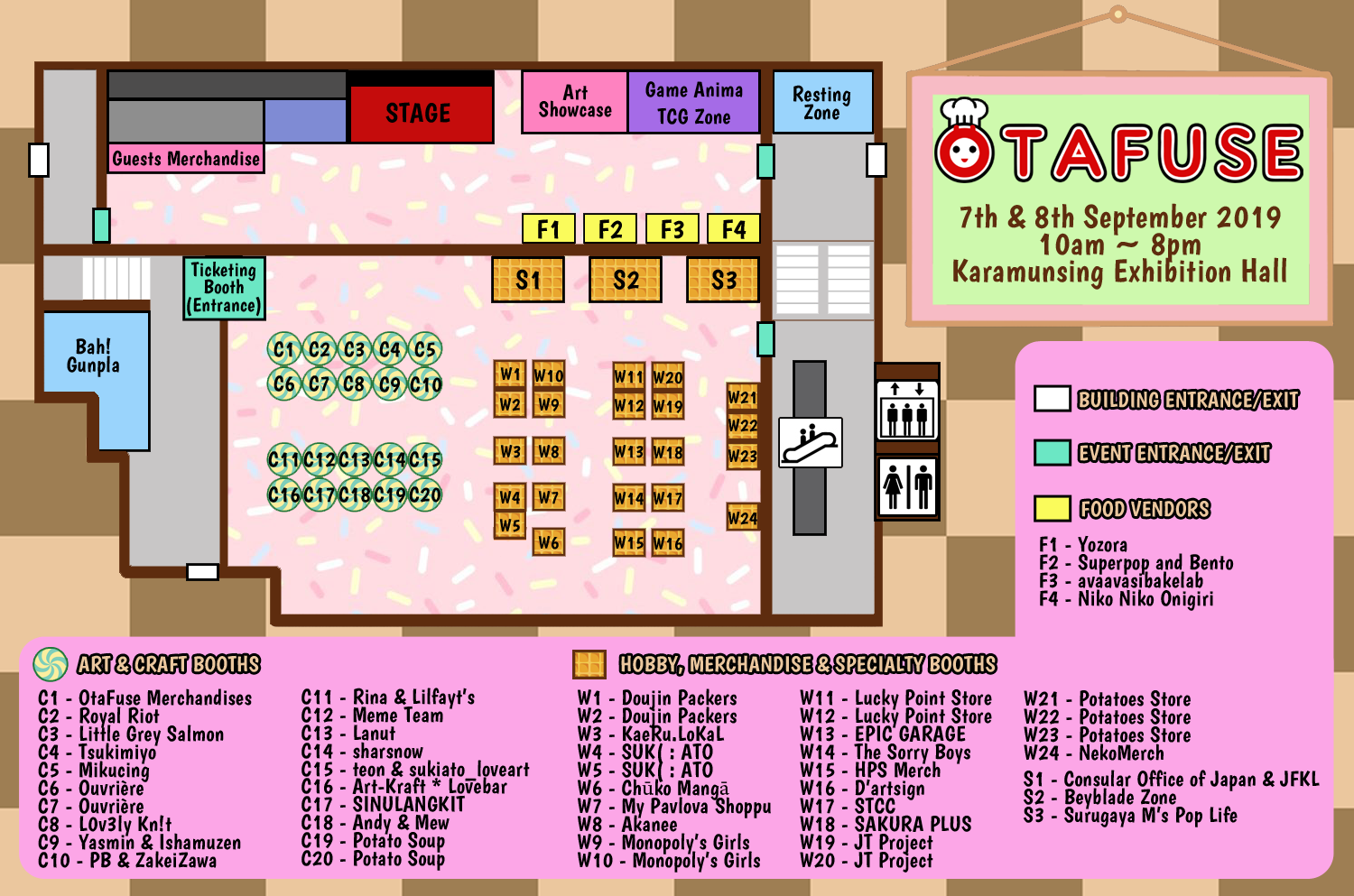 OtaFuse 2019 Artist Alley map